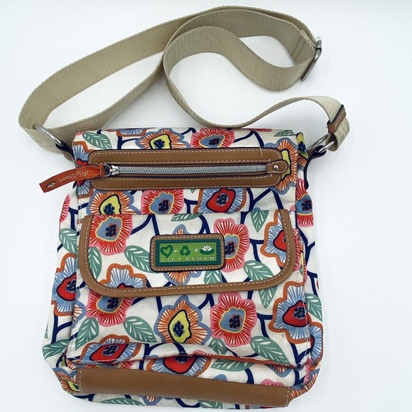 Lily Bloom Floral Crossbody Purse Bag Multi Pockets Flap Over Snap & Zip Closure - Picture 4 of 16